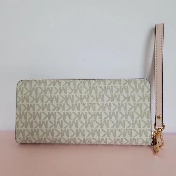 MICHAEL KORS Signature Logo Jet Set Travel Continental Wallet/Wristlet-P. Blush⭐